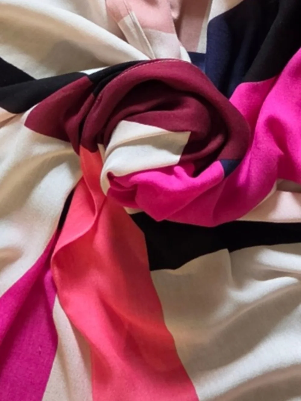 Kate Spade Colorblock Scarf in Hot Pink, Navy & Cream